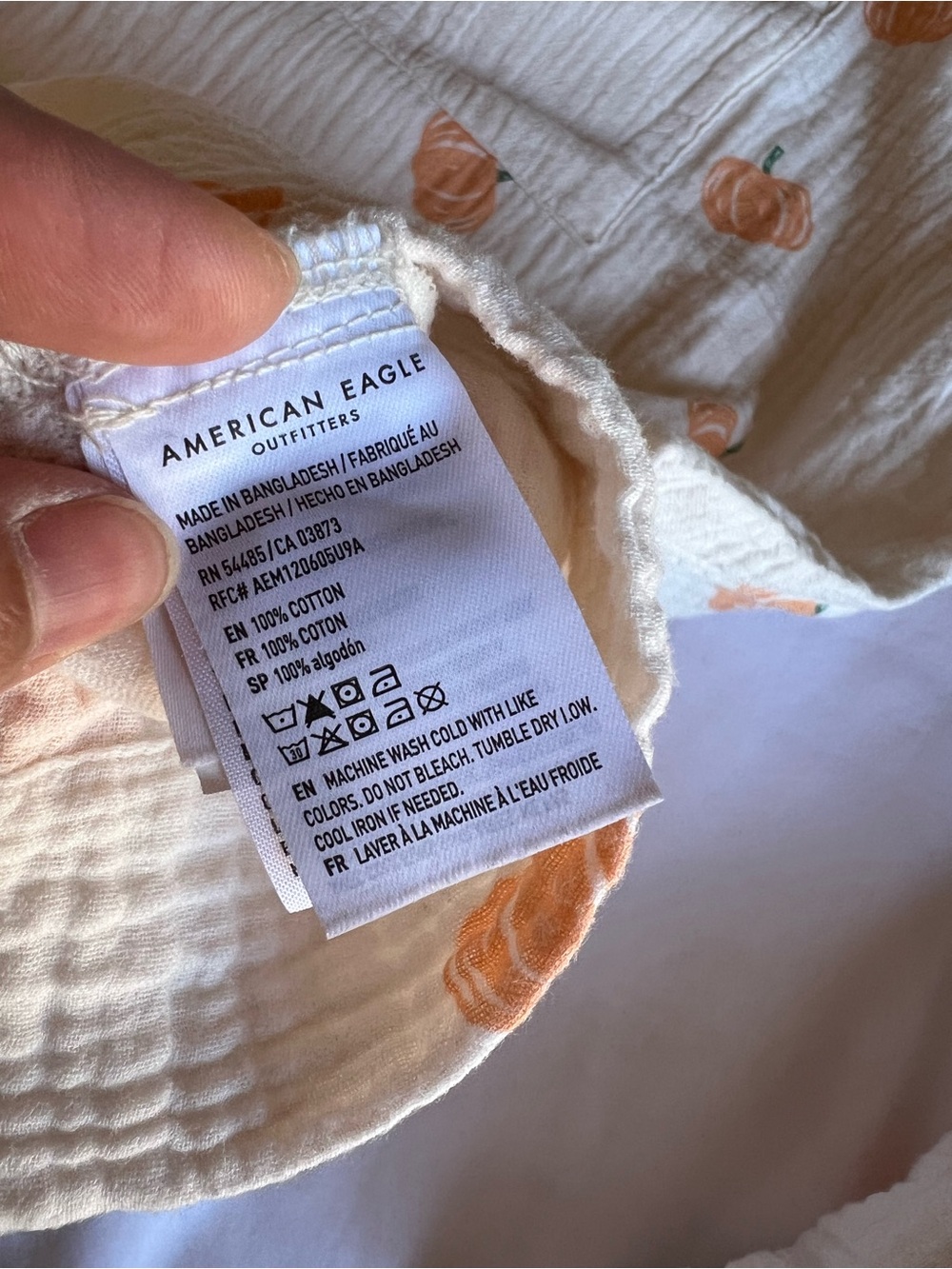 American Eagle Pumpkin Cotton Gauze Pajama Set 100% Cotton Size XL - Picture 8 of 13